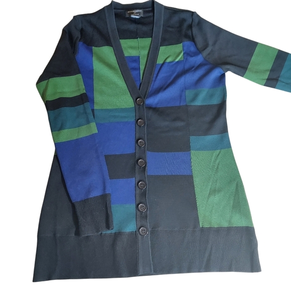 Philosophy Colorblock Cardigan Button up Long Sleeves V neck - Picture 4 of 10
